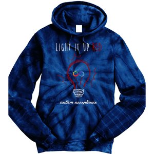 Light It Up Red Autism Acceptance Awareness Tie Dye Hoodie