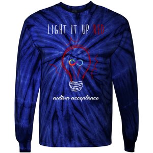 Light It Up Red Autism Acceptance Awareness Tie-Dye Long Sleeve Shirt