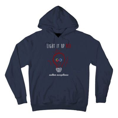 Light It Up Red Autism Acceptance Awareness Tall Hoodie