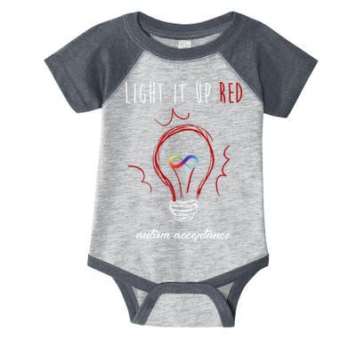 Light It Up Red Autism Acceptance Awareness Infant Baby Jersey Bodysuit