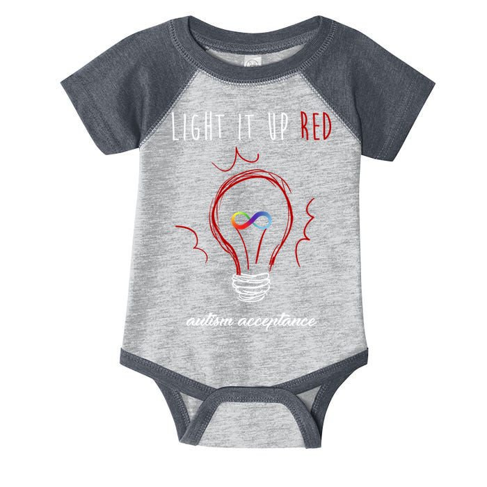 Light It Up Red Autism Acceptance Awareness Infant Baby Jersey Bodysuit