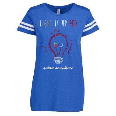 Light It Up Red Autism Acceptance Awareness Enza Ladies Jersey Football T-Shirt