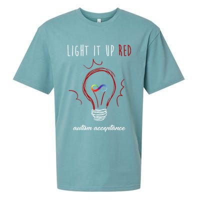 Light It Up Red Autism Acceptance Awareness Sueded Cloud Jersey T-Shirt