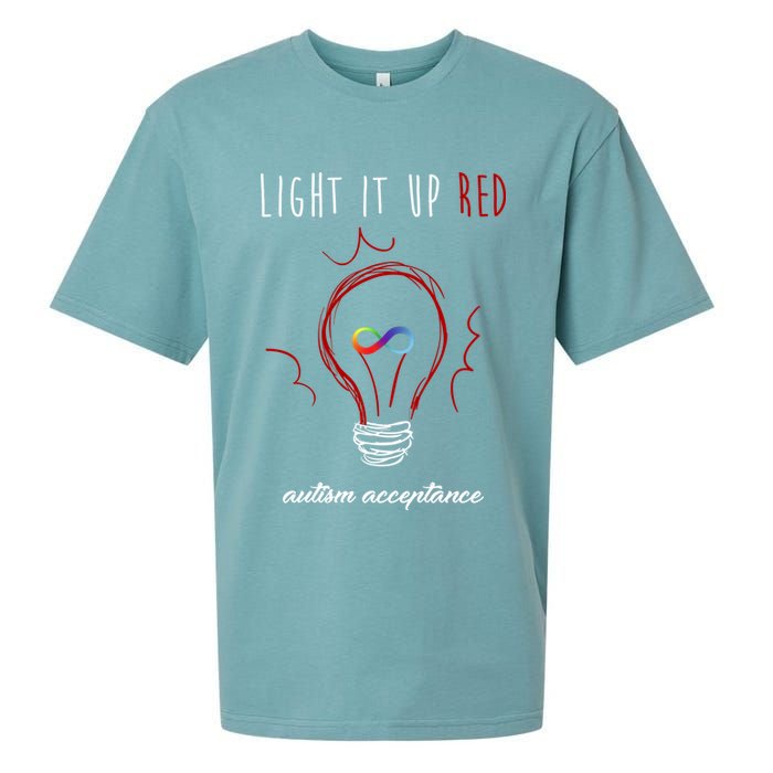 Light It Up Red Autism Acceptance Awareness Sueded Cloud Jersey T-Shirt