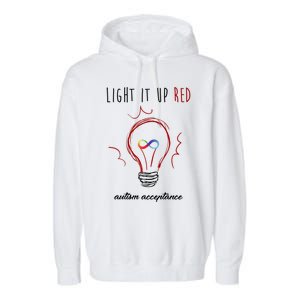 Light It Up Red Autism Acceptance Awareness Garment-Dyed Fleece Hoodie