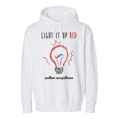 Light It Up Red Autism Acceptance Awareness Garment-Dyed Fleece Hoodie