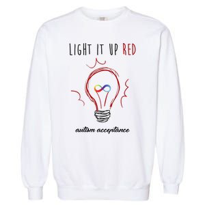 Light It Up Red Autism Acceptance Awareness Garment-Dyed Sweatshirt