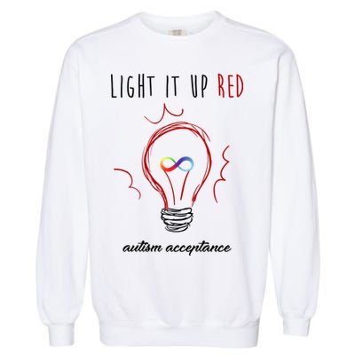 Light It Up Red Autism Acceptance Awareness Garment-Dyed Sweatshirt