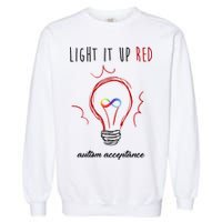 Light It Up Red Autism Acceptance Awareness Garment-Dyed Sweatshirt