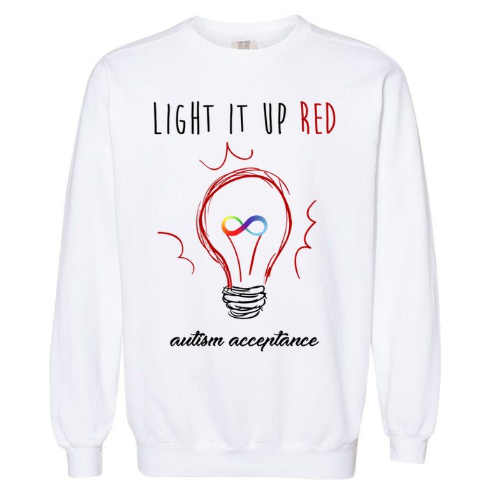 Light It Up Red Autism Acceptance Awareness Garment-Dyed Sweatshirt