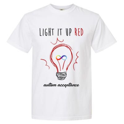 Light It Up Red Autism Acceptance Awareness Garment-Dyed Heavyweight T-Shirt
