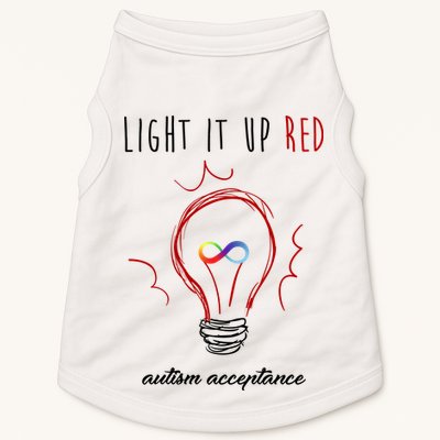Light It Up Red Autism Acceptance Awareness Doggie Tank