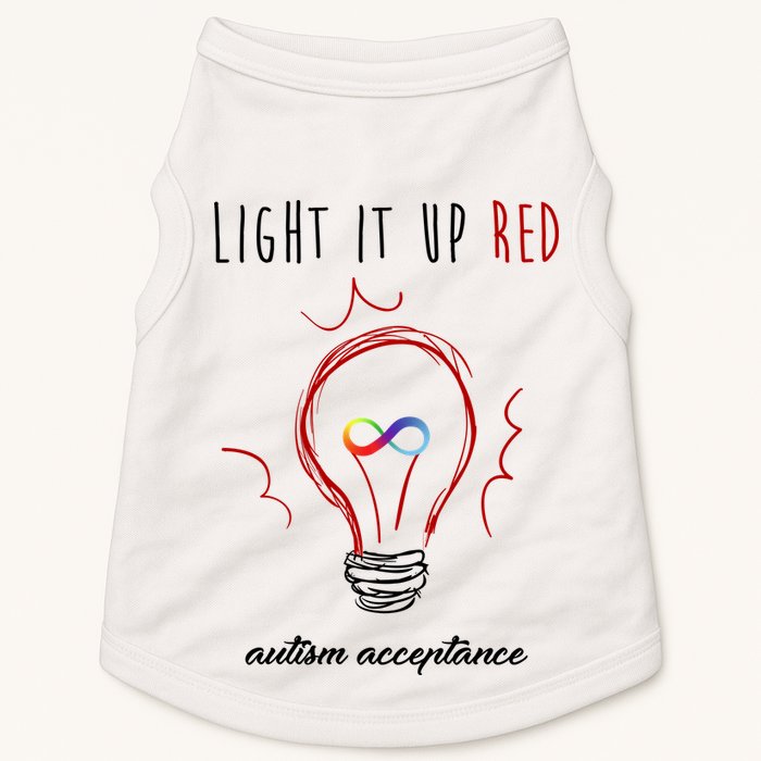 Light It Up Red Autism Acceptance Awareness Doggie Tank