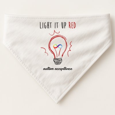 Light It Up Red Autism Acceptance Awareness USA-Made Doggie Bandana