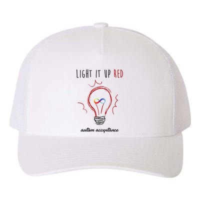 Light It Up Red Autism Acceptance Awareness Yupoong Adult 5-Panel Trucker Hat