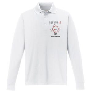 Light It Up Red Autism Acceptance Awareness Performance Long Sleeve Polo