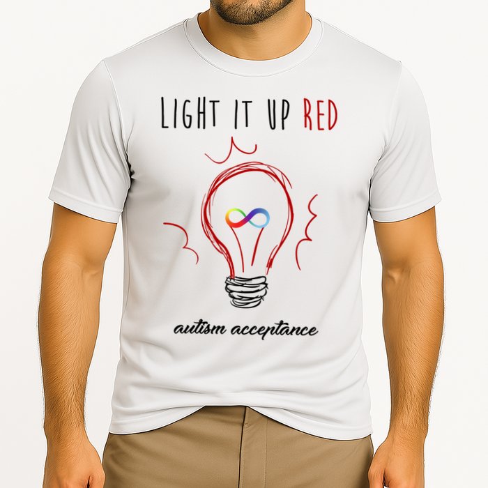 Light It Up Red Autism Acceptance Awareness Performance Shirt