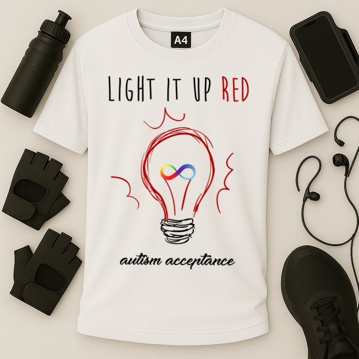 Light It Up Red Autism Acceptance Awareness Performance Shirt