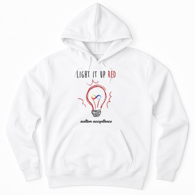 Light It Up Red Autism Acceptance Awareness Hoodie