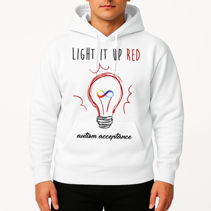 Light It Up Red Autism Acceptance Awareness Hoodie