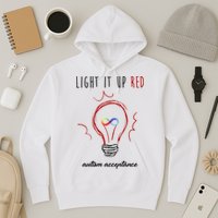 Light It Up Red Autism Acceptance Awareness Hoodie