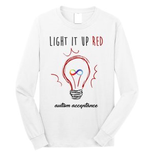 Light It Up Red Autism Acceptance Awareness Long Sleeve Shirt