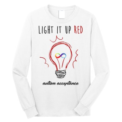 Light It Up Red Autism Acceptance Awareness Long Sleeve Shirt