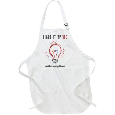 Light It Up Red Autism Acceptance Awareness Full-Length Apron With Pockets