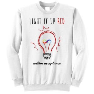 Light It Up Red Autism Acceptance Awareness Sweatshirt