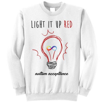 Light It Up Red Autism Acceptance Awareness Sweatshirt
