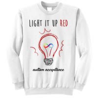 Light It Up Red Autism Acceptance Awareness Sweatshirt