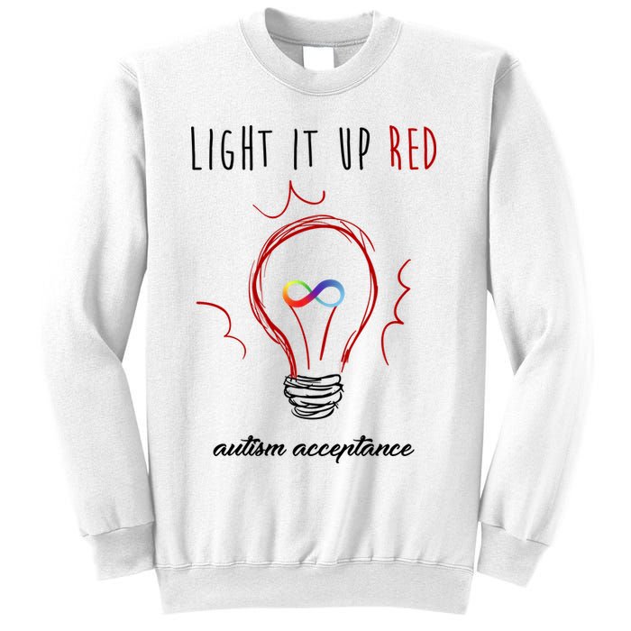 Light It Up Red Autism Acceptance Awareness Sweatshirt
