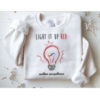 Light It Up Red Autism Acceptance Awareness Sweatshirt