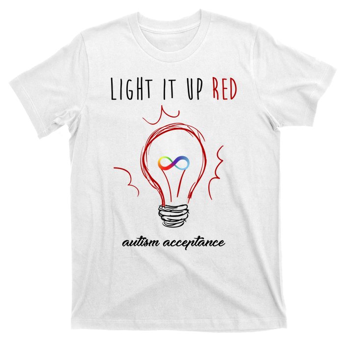 Light It Up Red Autism Acceptance Awareness T-Shirt