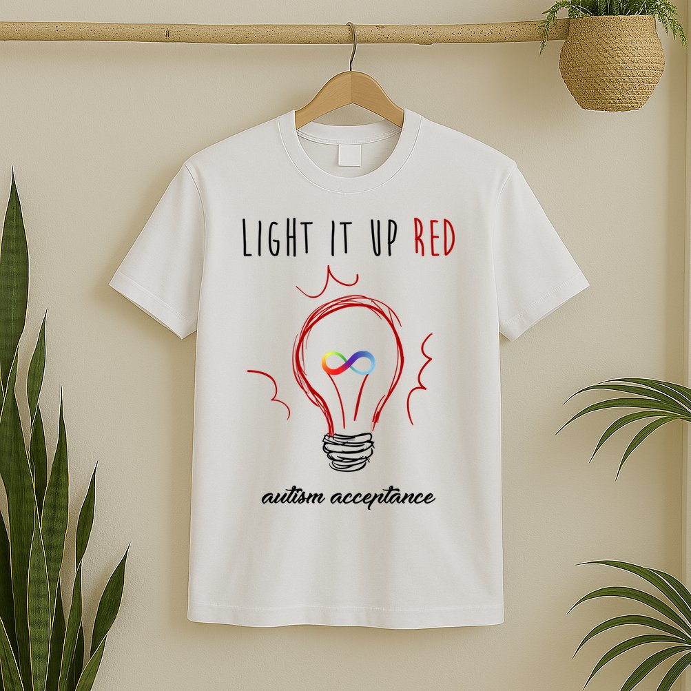 Light It Up Red Autism Acceptance Awareness T-Shirt