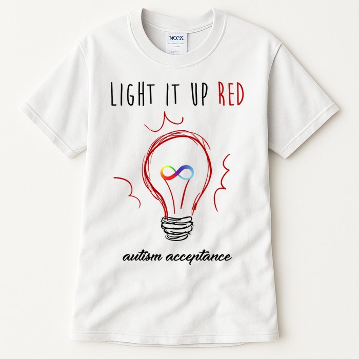 Light It Up Red Autism Acceptance Awareness Tall T-Shirt