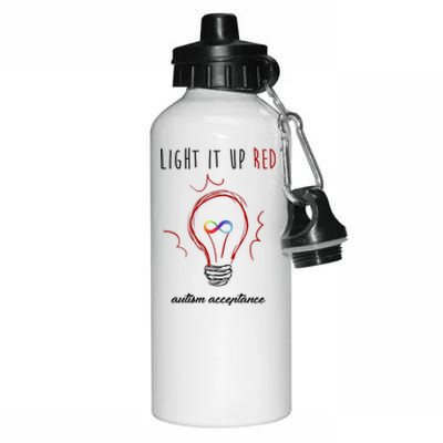 Light It Up Red Autism Acceptance Awareness Aluminum Water Bottle