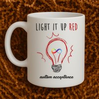 Light It Up Red Autism Acceptance Awareness Mug