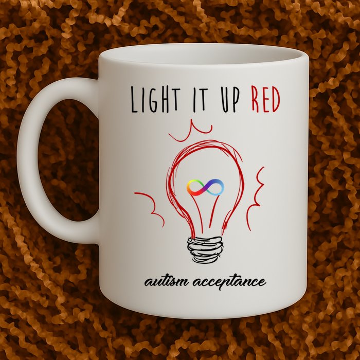 Light It Up Red Autism Acceptance Awareness Mug
