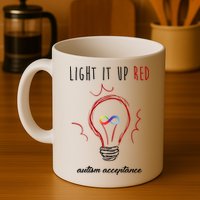 Light It Up Red Autism Acceptance Awareness Mug