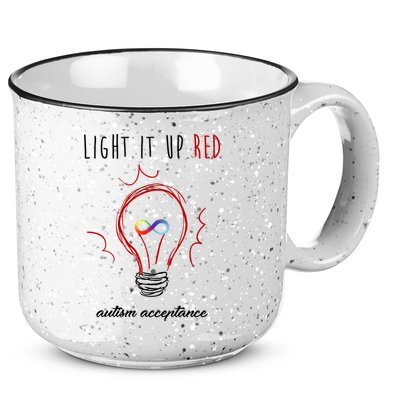 Light It Up Red Autism Acceptance Awareness 15oz Campfire Ceramic Mug
