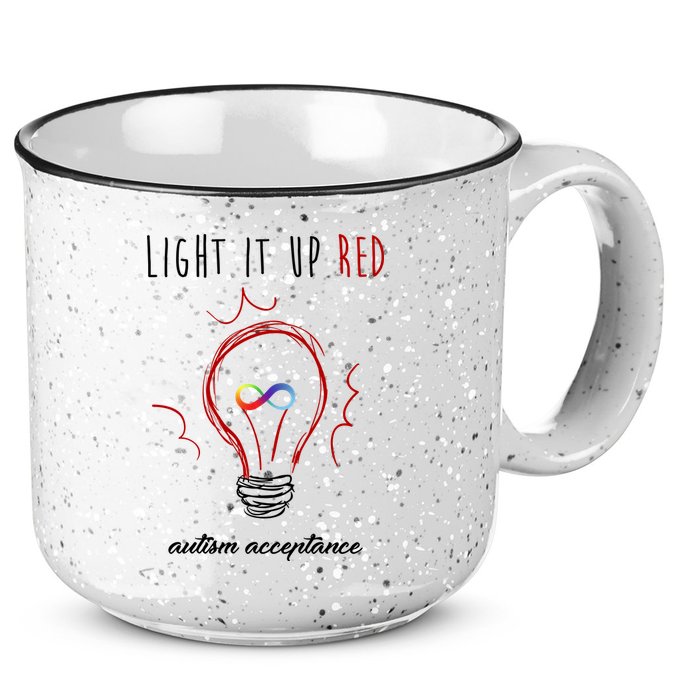 Light It Up Red Autism Acceptance Awareness 15oz Campfire Ceramic Mug
