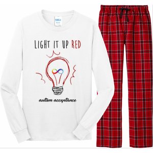 Light It Up Red Autism Acceptance Awareness Long Sleeve Pajama Set