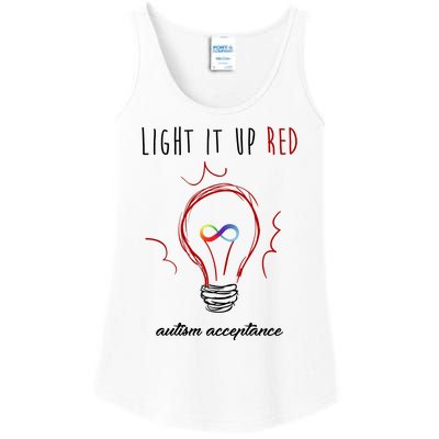 Light It Up Red Autism Acceptance Awareness Ladies Essential Tank