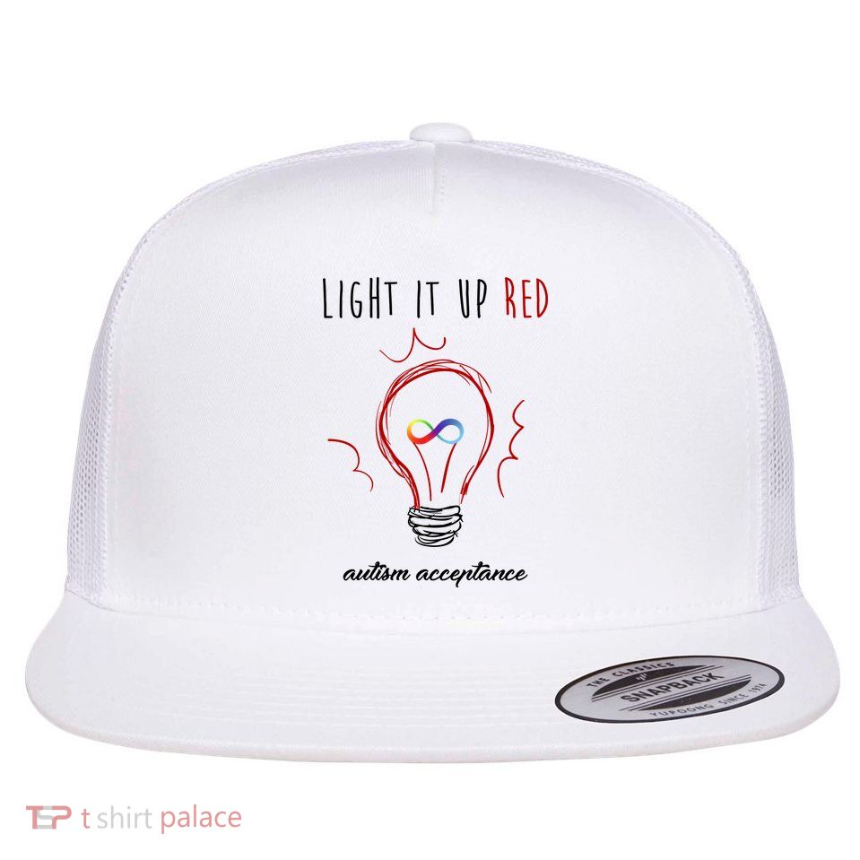 Light It Up Red Autism Acceptance Awareness Flatbill Hat