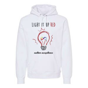 Light It Up Red Autism Acceptance Awareness Premium Hoodie