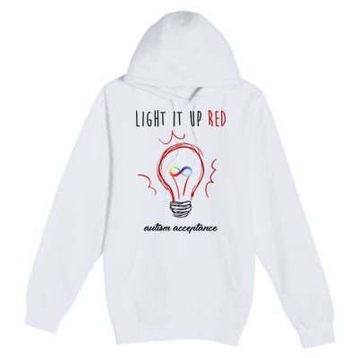 Light It Up Red Autism Acceptance Awareness Premium Pullover Hoodie