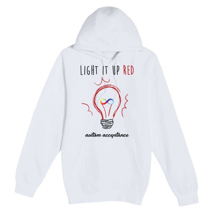 Light It Up Red Autism Acceptance Awareness Premium Pullover Hoodie