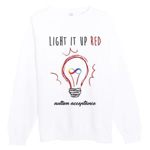 Light It Up Red Autism Acceptance Awareness Premium Crewneck Sweatshirt