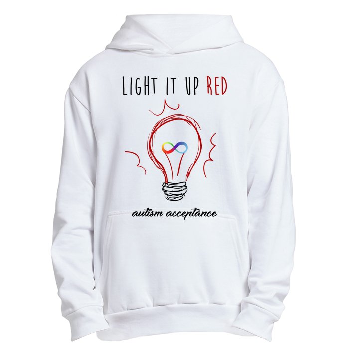 Light It Up Red Autism Acceptance Awareness Urban Pullover Hoodie